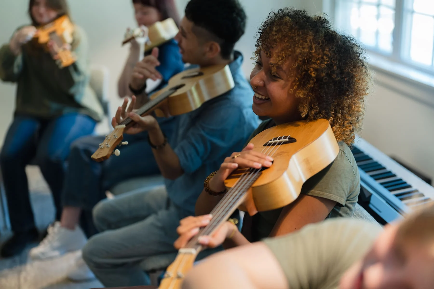woman in music class
